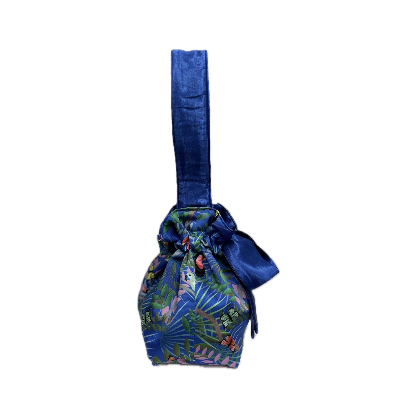 Blue Satin & Fauna Blue Mini Reversible Bucket Bag