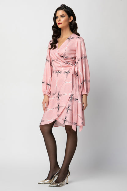 MARILYN DRESS - MIDI WRAP DRESS WITH RUFFLES