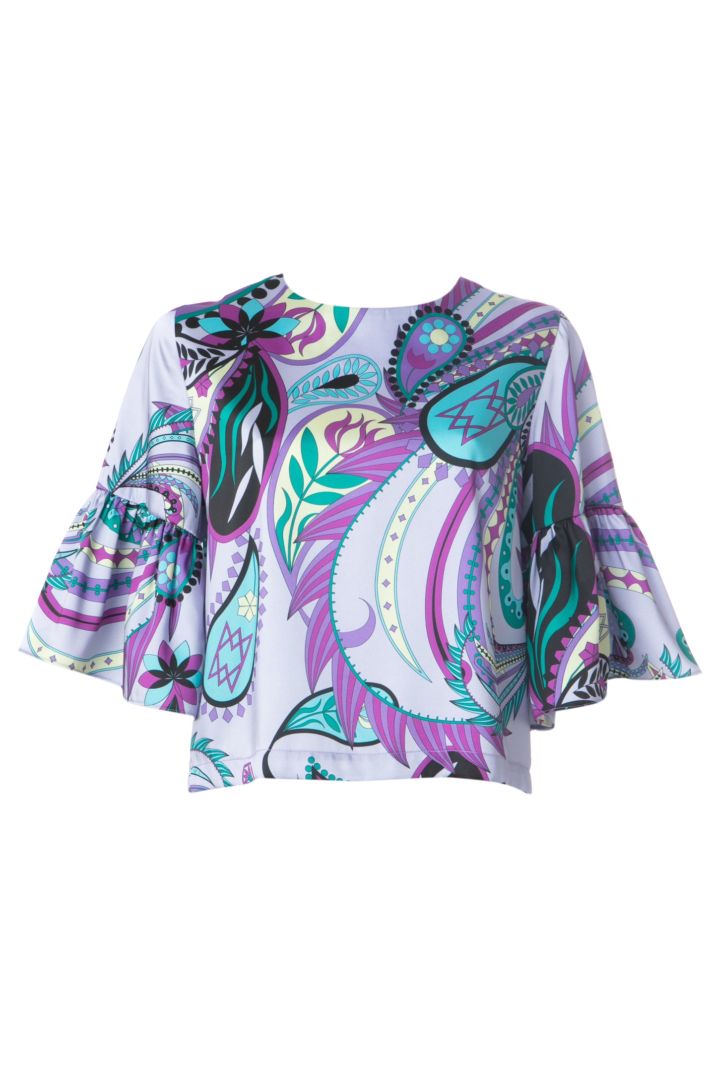 ANNABEL TOP - SILKY PAISLEY TOP WITH BELL SLEEVES
