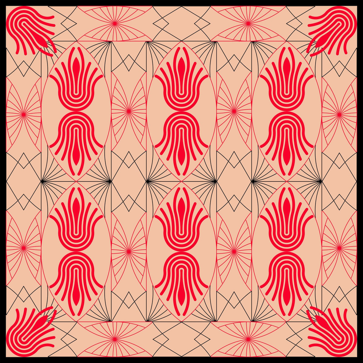 Coraluscious Pink Printed Silk Scarf - 70x70cm