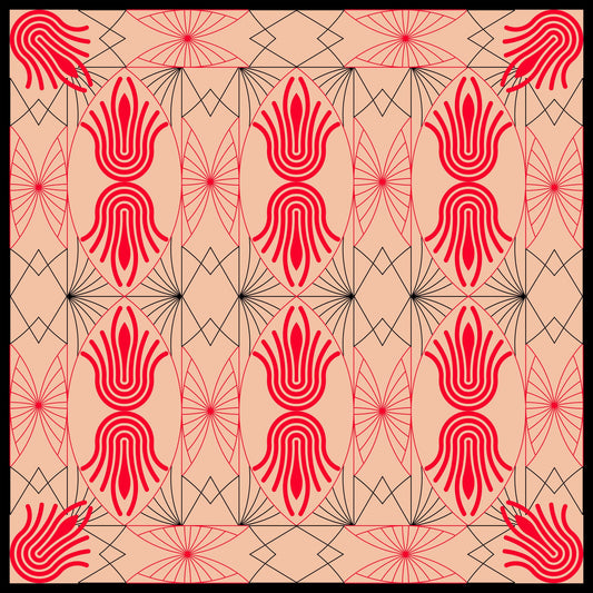 Coraluscious Pink Printed Silk Scarf - 70x70cm