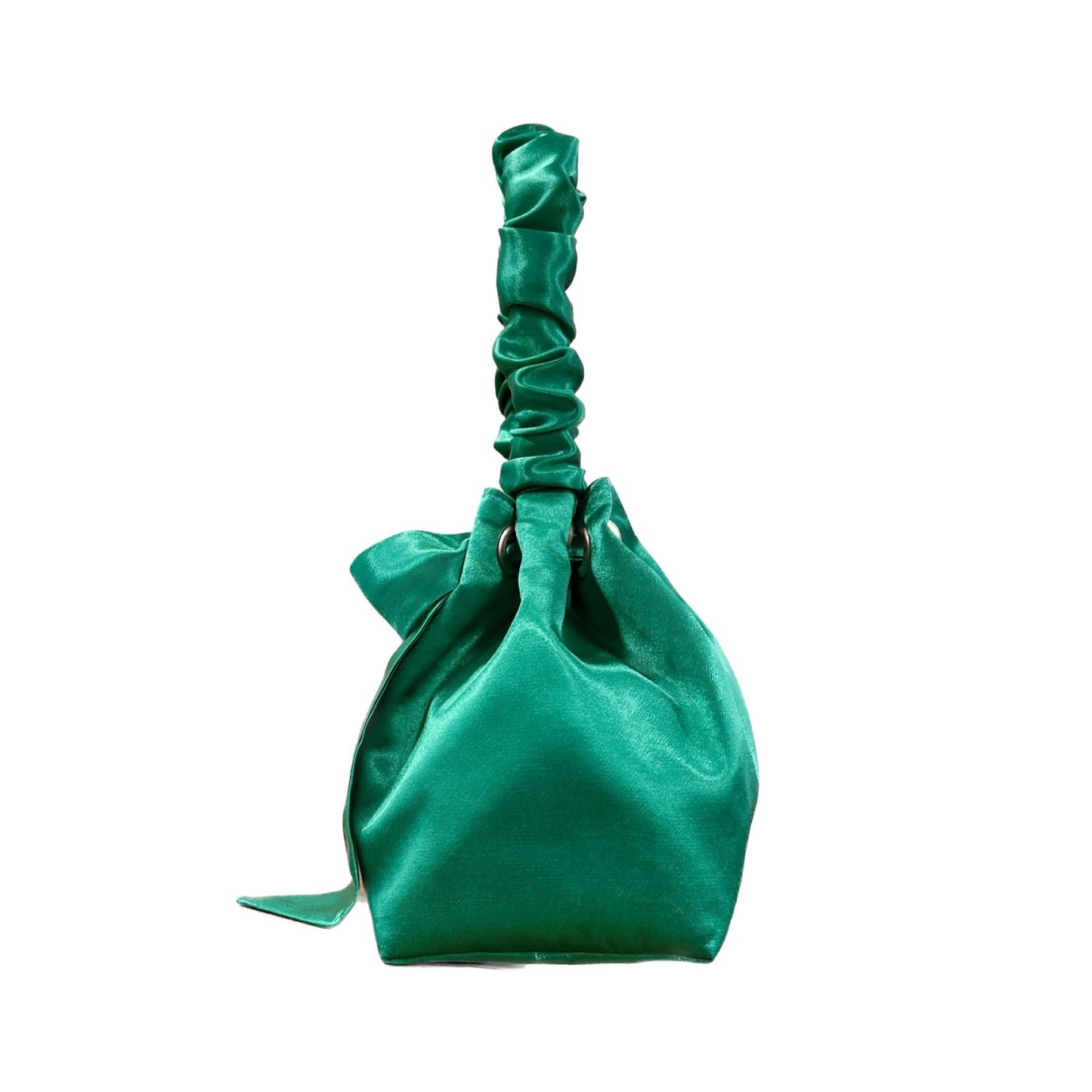 MINI BUCKET BAG-GREEN SATIN & PAISLEY MOTIF REVERSIBLE BAG