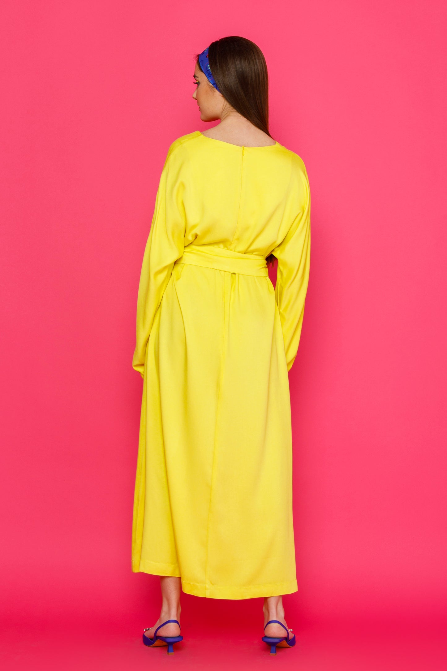 LUISA DRESS - MAXI KIMONO DRESS WITH FRONT SLIT + BELL SLEEVES
