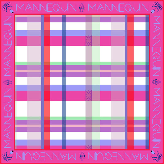 Red Plaid Printed Silk Scarf - 45x45