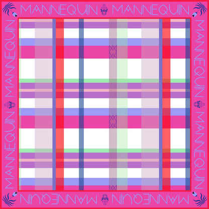 RED PLAID SQUARE SILK SCARF